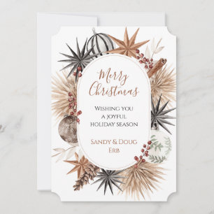Rustic Earthy Dried Botanicals Merry Christmas Holiday Card