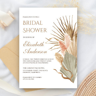 Rustic Earthy Dried Palm Pampas Bridal Shower Invitation
