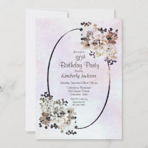 Rustic Earthy Floral 30th Birthday Party Invitation