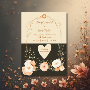 Rustic Earthy Floral wedding anniversary Invitation