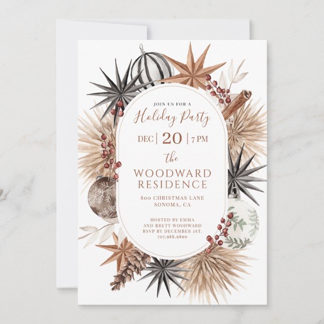 Rustic Earthy Holiday Party  Invitation (Front)