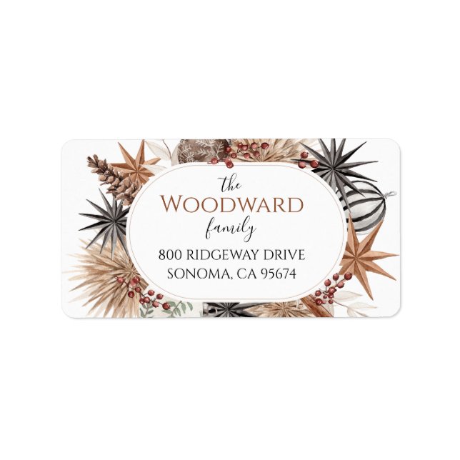 Rustic Earthy Holiday Return Address Label (Front)