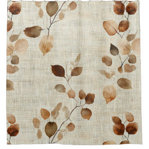 Rustic Earthy Leaves and Twigs Nature Pattern Shower Curtain