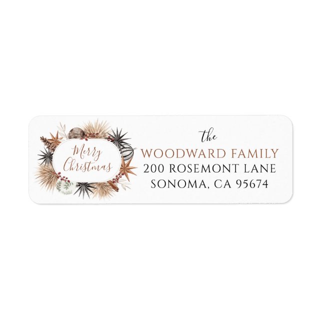 Rustic Earthy Merry Christmas Return Address Label (Front)