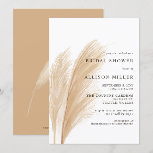 Rustic Earthy Neutral Boho Pampas Bridal Shower  I Invitation