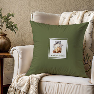 Rustic earthy palette family name Christmas gift  Cushion