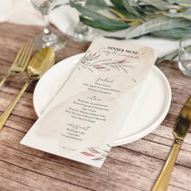 Rustic Earthy Watercolor Floral Wedding Menu (Creator Uploaded)