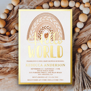 Rustic Earthy Watercolor Rainbow Baby Shower Gold