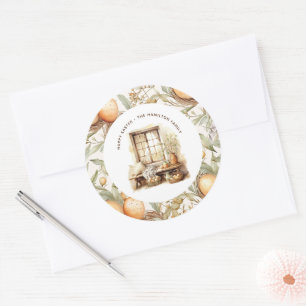 Rustic Easter Beige Personalised Classic Round Sticker
