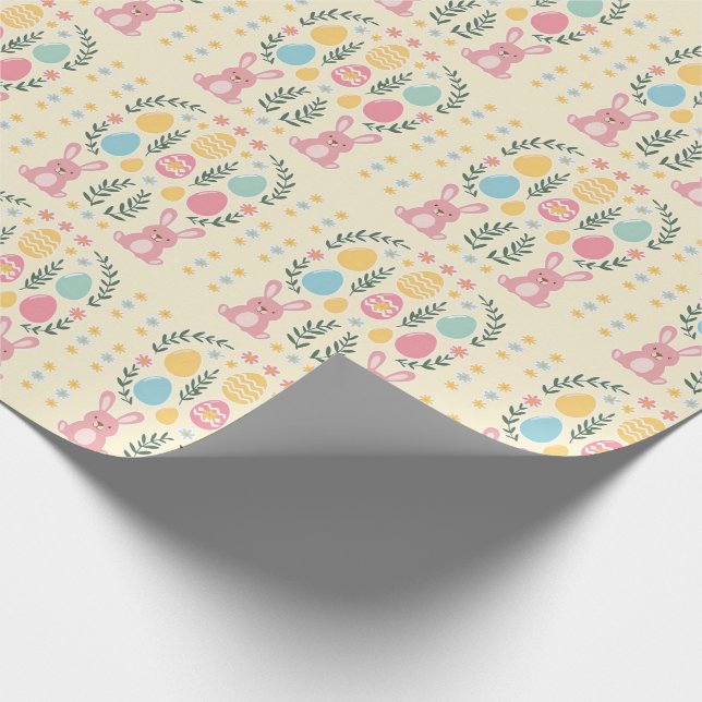 Rustic Easter Bunny & Laurel Wreath Wrapping Paper (Corner)