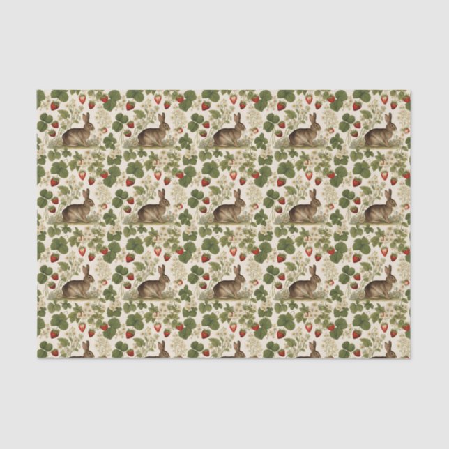 Rustic Easter Bunny Strawberry  Tissue Paper (Front)