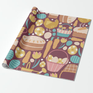 Rustic Easter Celebration Pattern Wrapping Paper