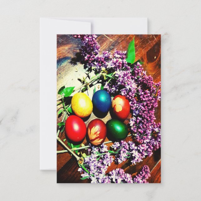 Rustic Easter Egg and Lilac Card (Front)
