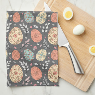 Rustic Easter Kitchen Towel – Dark Pastel Egg