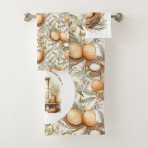 Rustic Easter Personalised Family Beige  Bath Towel Set