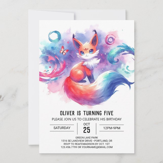 Rustic Editable Fox Birthday Invitation (Front)