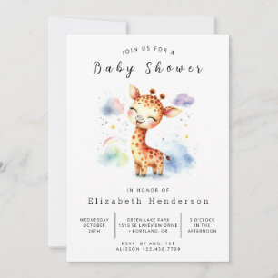 Rustic Editable Giraffe Baby Shower Invitation