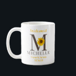 Rustic Editable Sunflower Bridesmaid Wedding Coffee Mug<br><div class="desc">A rustic modern editable brown and yellow with sunflower monogrammed cup. Move the sunflower to match your initial with modern classic typography. All the element's colours are editable, just click customise further and select the layer you want to change. Message me if you need assistance or have any special requests....</div>