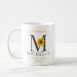 Rustic Editable Sunflower Bridesmaid Wedding Coffee Mug<br><div class="desc">A rustic modern editable brown and yellow with sunflower monogrammed cup. Move the sunflower to match your initial with modern classic typography. All the element's colours are editable, just click customise further and select the layer you want to change. Message me if you need assistance or have any special requests....</div>