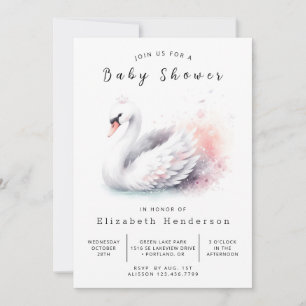 Rustic Editable Swan Baby Shower Invitation
