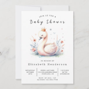 Rustic Editable Swan Baby Shower Invitation