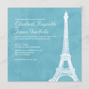 Rustic Eiffel Tower Wedding Invitations
