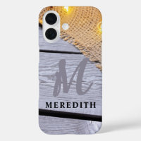 Rustic Elegance Barn Wood Burlap Name and Monogram