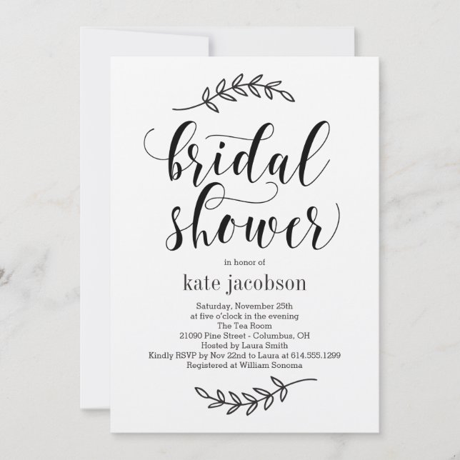 Rustic Elegance Bridal Shower Invitation (Front)