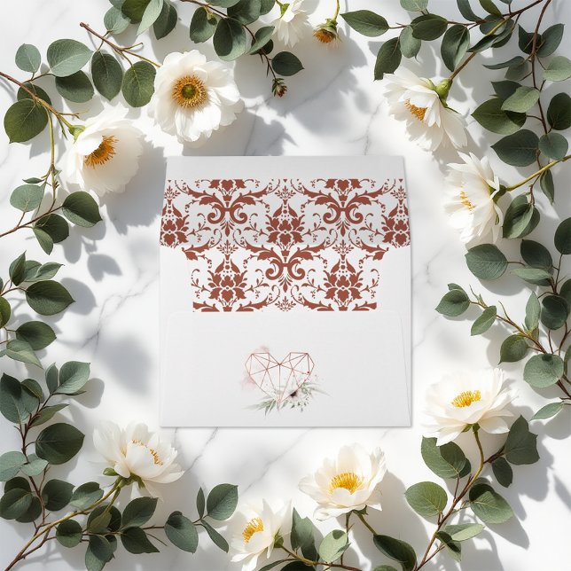 Rustic Elegance Bronze Damask Wedding Envelope (Rustic Elegance Bronze Damask Wedding Envelope)