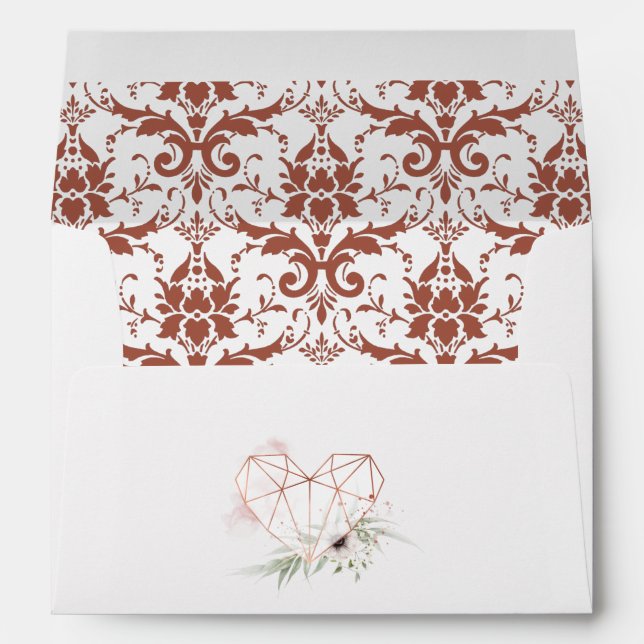 Rustic Elegance Bronze Damask Wedding Envelope (Back (Bottom))
