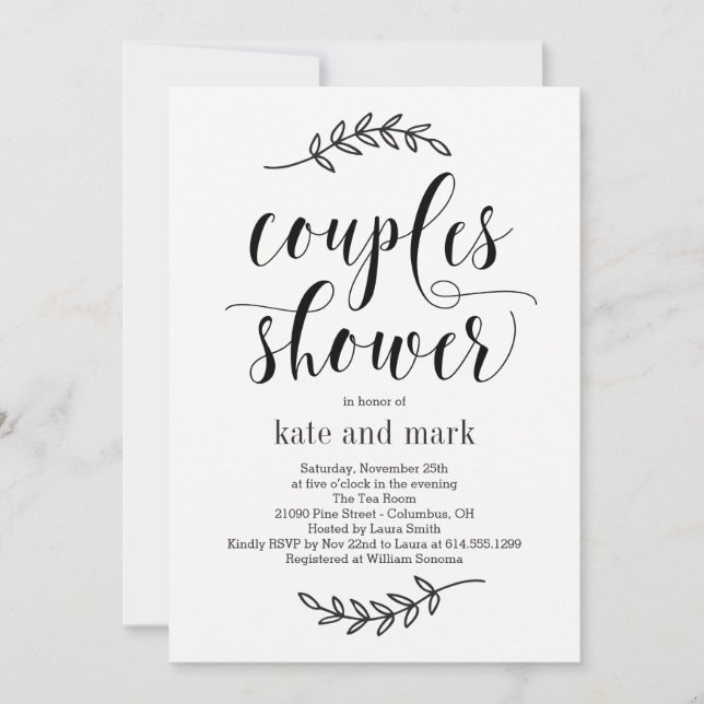 Rustic Elegance Couples Shower Invitation (Front)