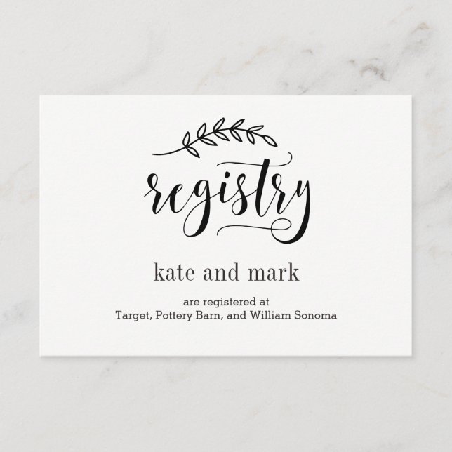 Rustic Elegance EDITABLE COLOR Registry Card (Front)
