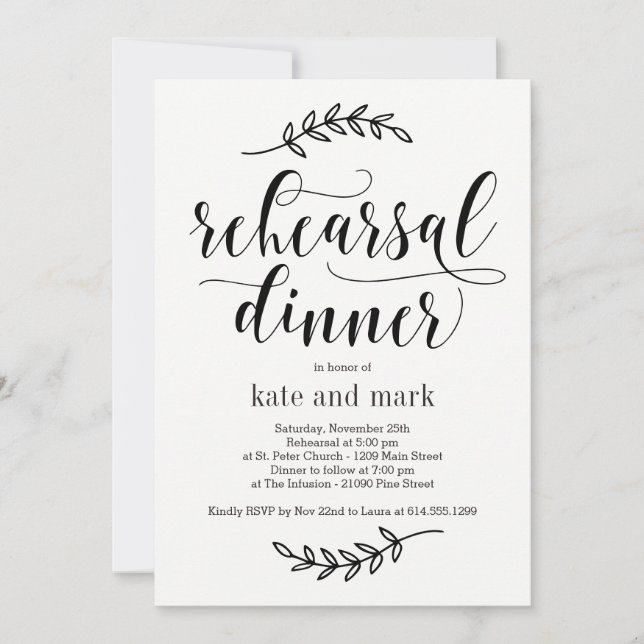 Rustic Elegance EDITABLE COLOR Rehearsal Dinner Invitation (Front)