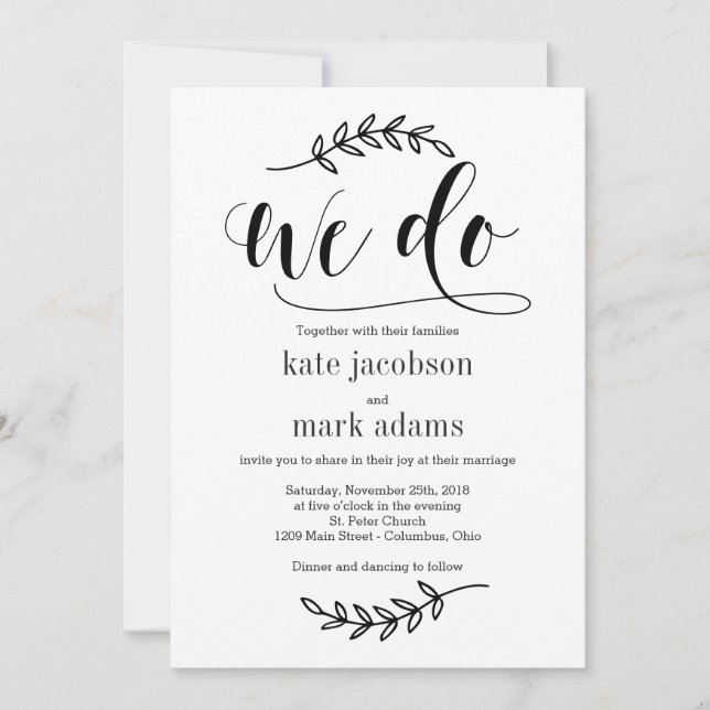 Rustic Elegance EDITABLE COLOR Wedding Invite REC (Front)