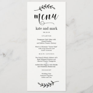 Rustic Elegance EDITABLE COLOR Wedding Menu Card
