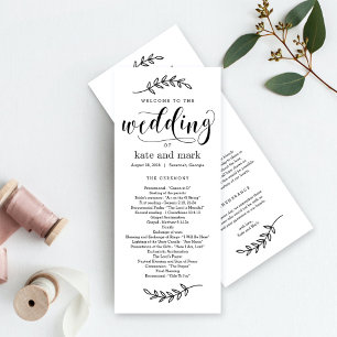 Rustic Elegance EDITABLE COLOR Wedding Program Programme