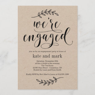 Rustic Elegance Engagement Party Invitation Kraft