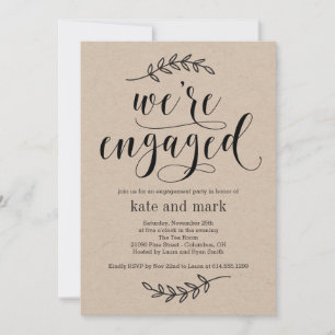 Rustic Elegance Engagement Party Invitation Kraft