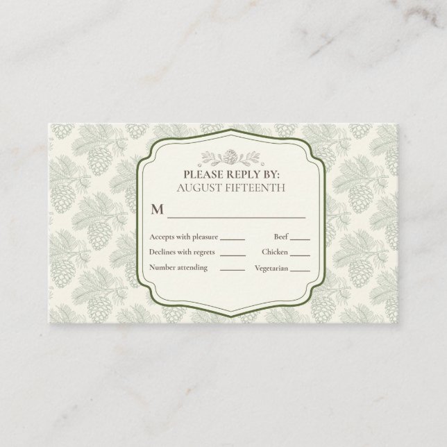 Rustic Elegance Fall Pinecone Business Card (Front)