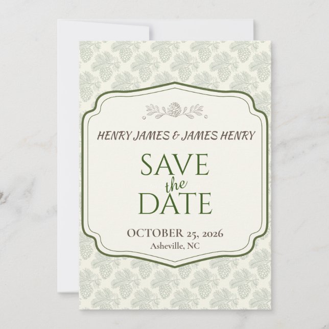 Rustic Elegance Fall Pinecone Save The Date (Front)