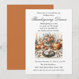 Rustic Elegance Family Friends Thanksgiving Dinner Invitation