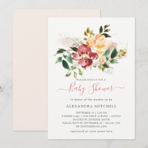 Rustic Elegance   Floral Baby Shower Invitation