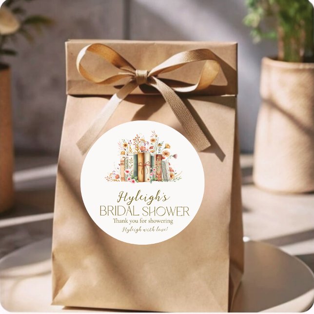 Rustic Elegance Floral Book Bridal Shower Sticker (Creator Uploaded)
