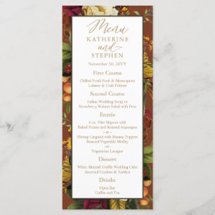 Rustic Elegance Floral Bouquet Wedding Reception   Menu