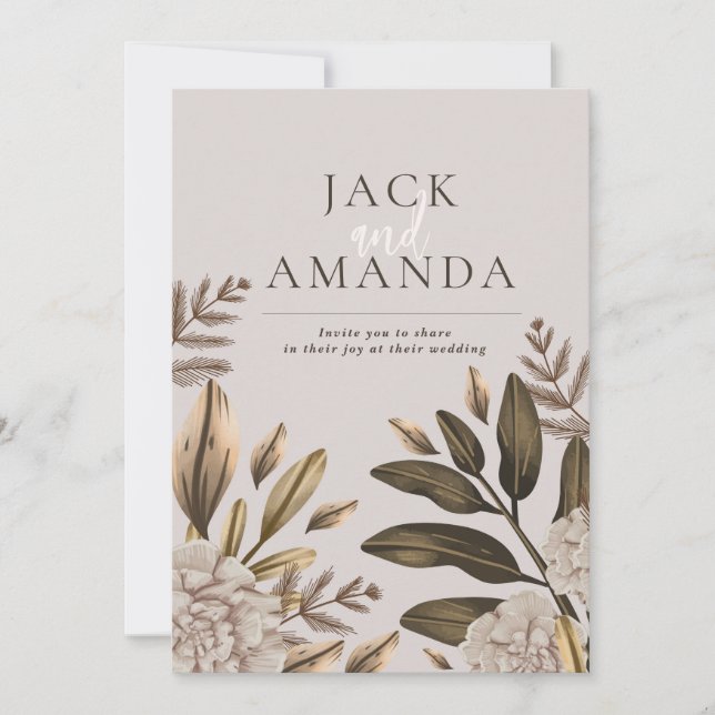 Rustic Elegance Floral Classic Wedding Invitations (Front)