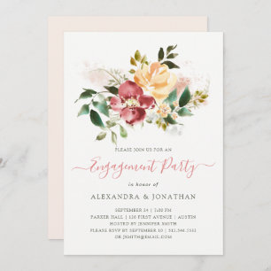 Rustic Elegance   Floral Engagement Party Invitation