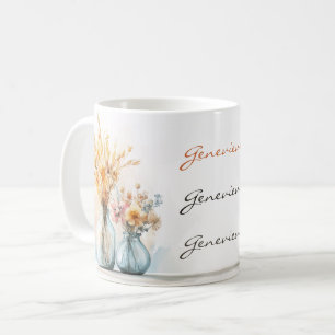 Rustic Elegance Floral Name Custom Soft Colors Coffee Mug