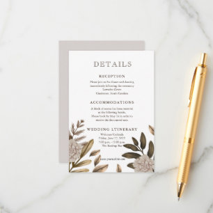 Rustic Elegance Floral Wedding Details Enclouse Enclosure Card