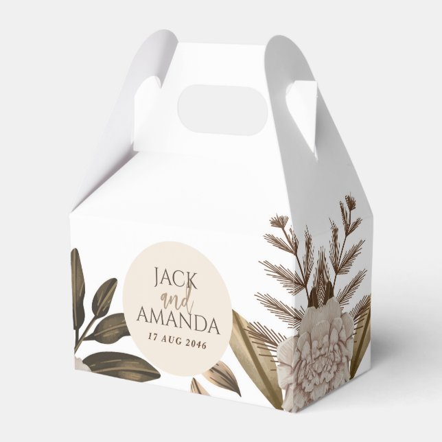 Rustic Elegance Floral Wedding Favour Box (Front Side)