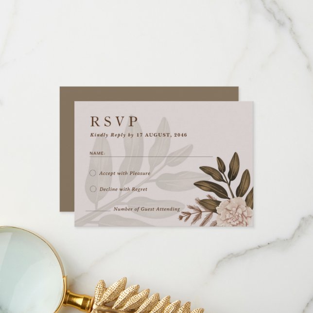 Rustic Elegance Floral Wedding RSVP Cards (Front/Back In Situ)
